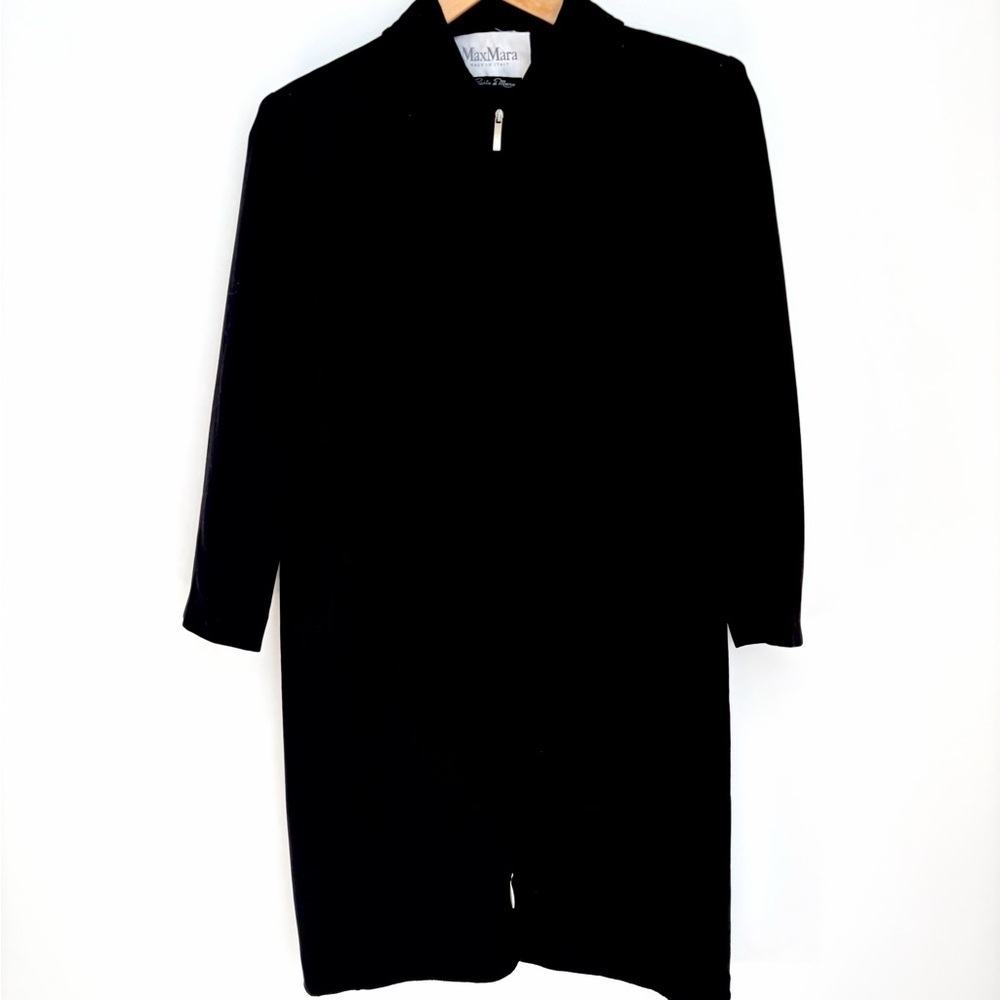 Max Mara – Zip Up Wool Shift Dress – Black – Made in Italy – Medium